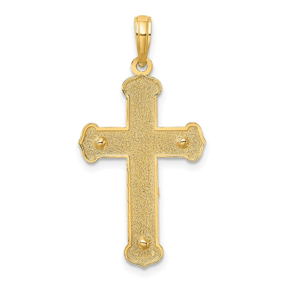14K Bicolor Gold Gravierter Kruzifix-Charm