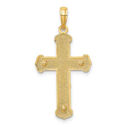 14K Bicolor Gold Gravierter Kruzifix-Charm