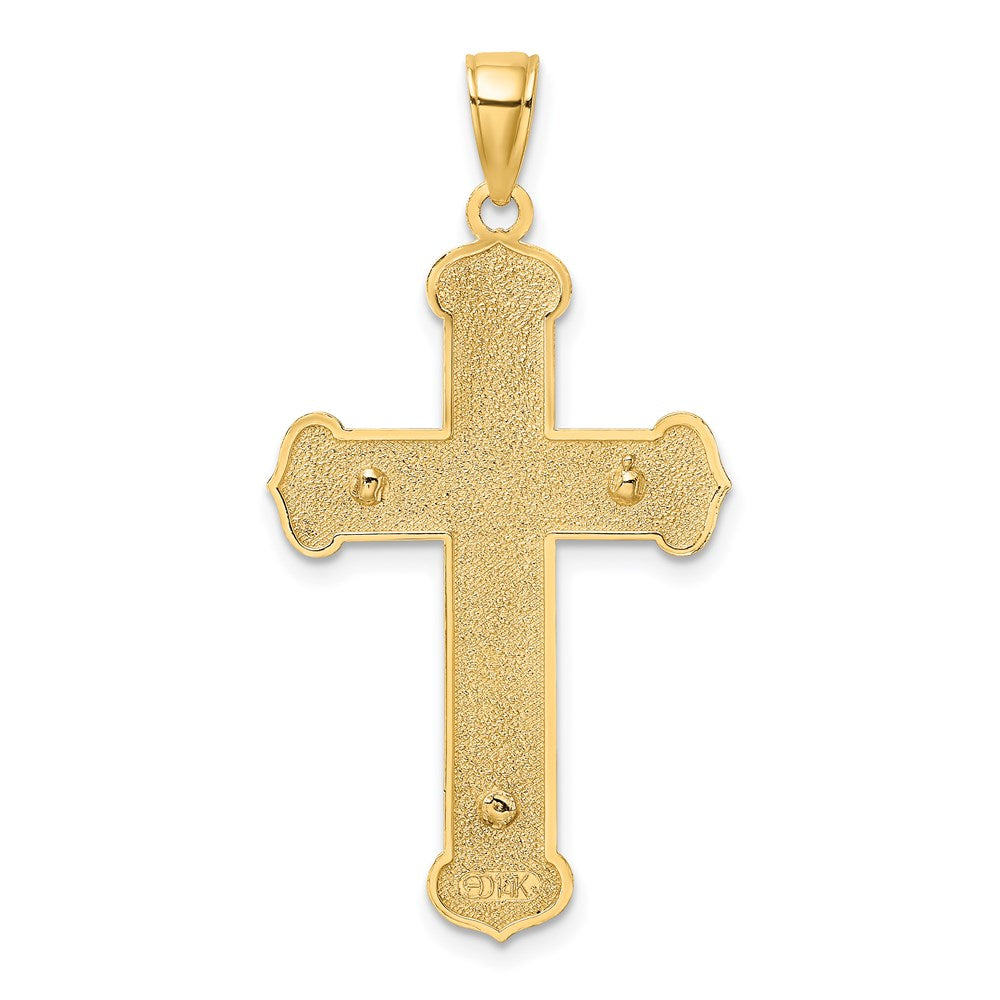 14K Bicolor Gold Gravierter Kruzifix-Charm