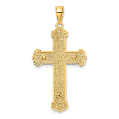 14K Bicolor Gold Gravierter Kruzifix-Charm