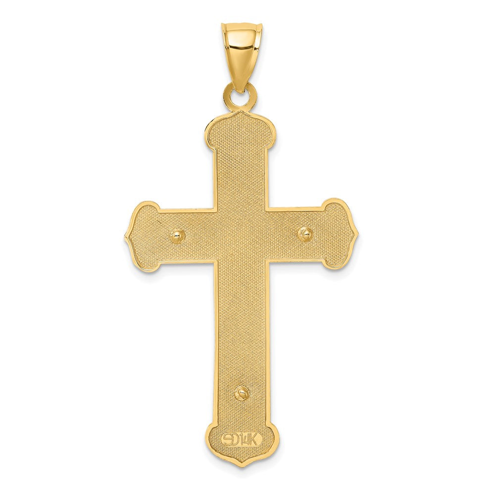 14K Bicolor Gold Gravierter Kruzifix-Charm