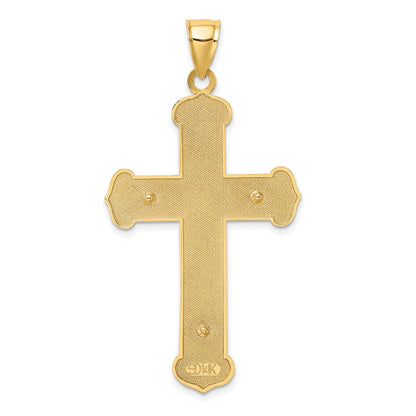 14K Bicolor Gold Gravierter Kruzifix-Charm
