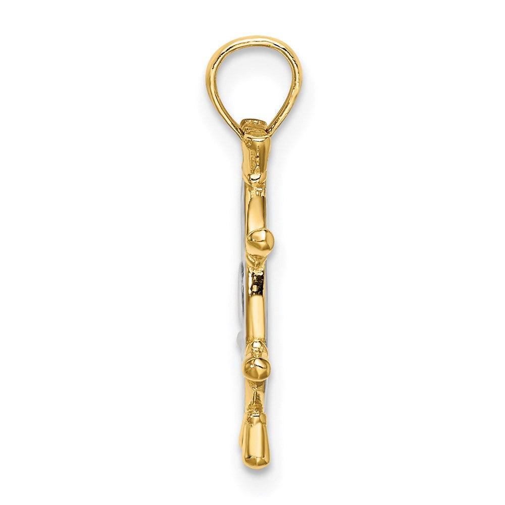 14K Gelbgold mit Rhodium Steuerrad-Anhänger