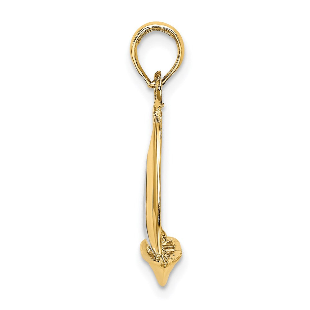 14K Gelb- und Rhodiumgold mit Rhodium 3-D polierter Segelboot-Charm