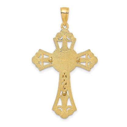 14 Karat Bicolor Gold Bicolor Gold Ausgeschnittener Kruzifix-Charm