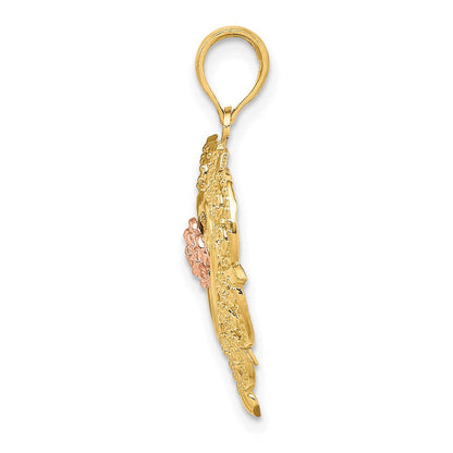 14K Bicolor-Gold Blumen- und Herz-Charm aus Rosé- und Gelbgold