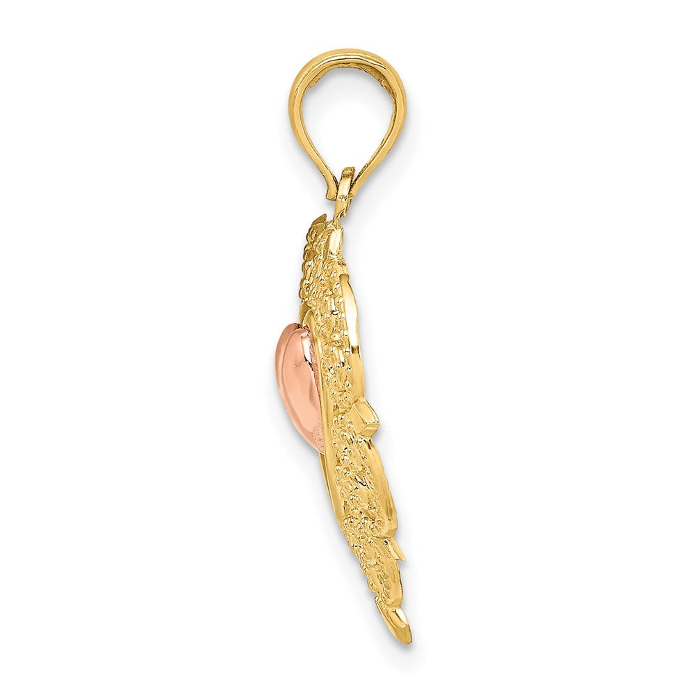 14 Karat Zweifarbiges Gold Herz-Charm mit Spitzenrand in Gelbgold und Roségold