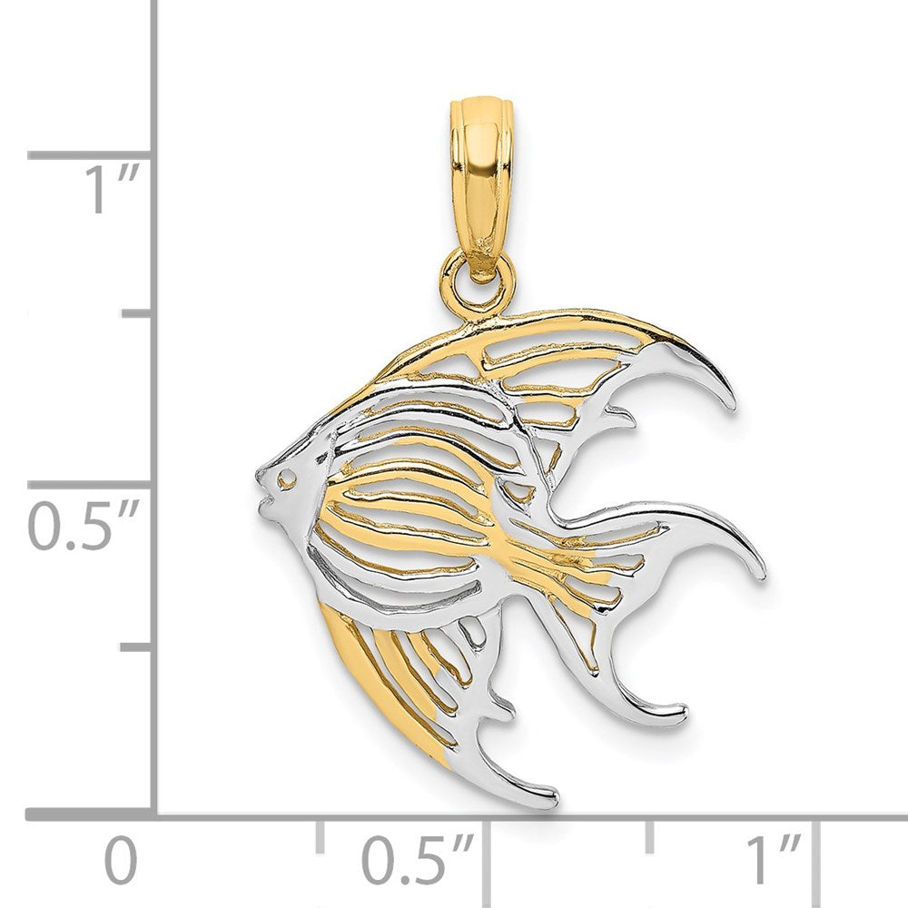 14K Gelb & Rhodium mit Ausgeschnitten Kaiserfisch Charm