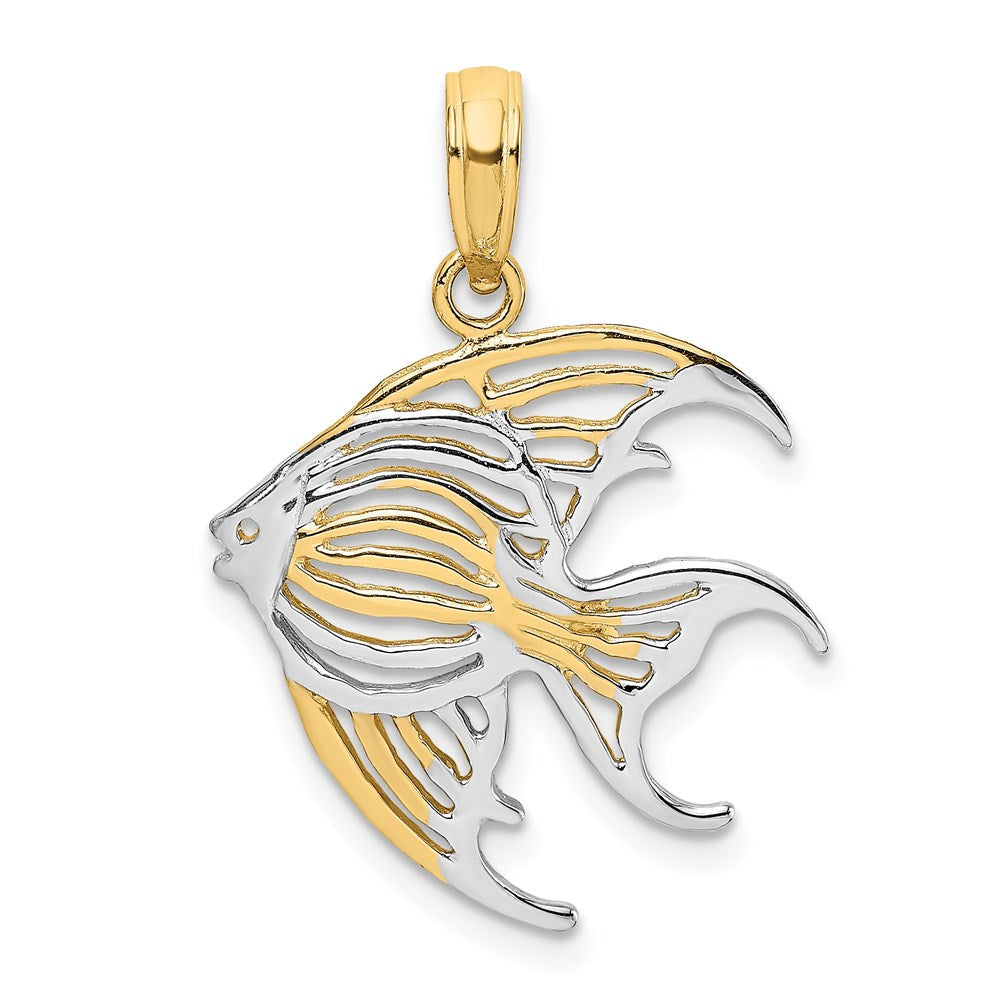 14K Gelb & Rhodium mit Ausgeschnitten Kaiserfisch Charm