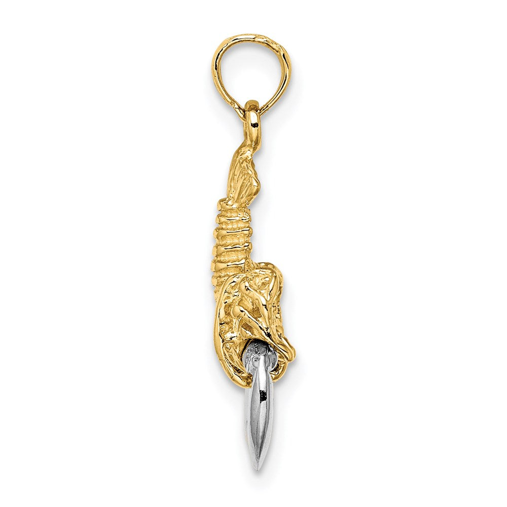 14K Gelb- und Rhodiumgold Charm mit Weißrhodium, beweglicher Hummerverschluss