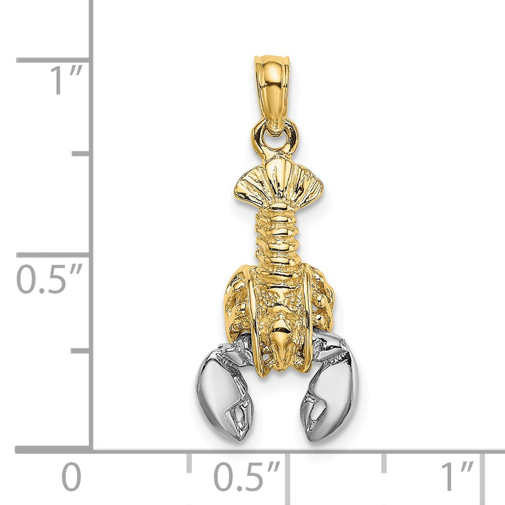 14K Gelb- und Rhodiumgold Charm mit Weißrhodium, beweglicher Hummerverschluss