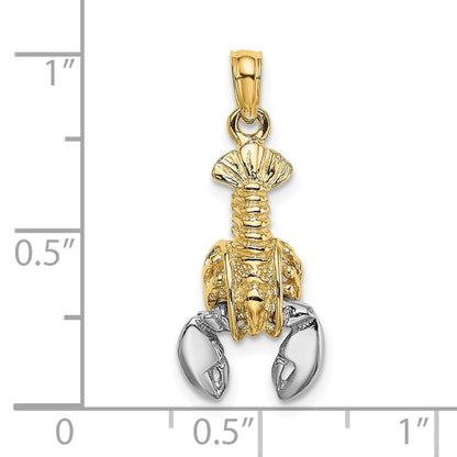 14K Gelb- und Rhodiumgold Charm mit Weißrhodium, beweglicher Hummerverschluss