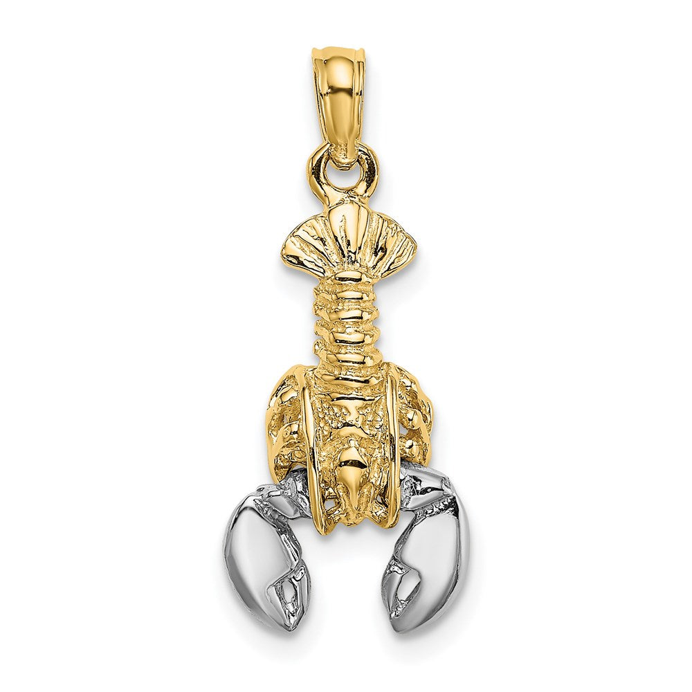 14K Gelb- und Rhodiumgold Charm mit Weißrhodium, beweglicher Hummerverschluss