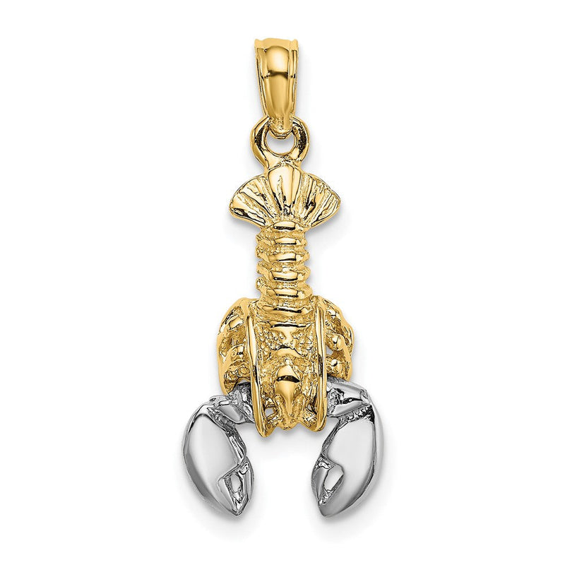14K Gelb- und Rhodiumgold Charm mit Weißrhodium, beweglicher Hummerverschluss