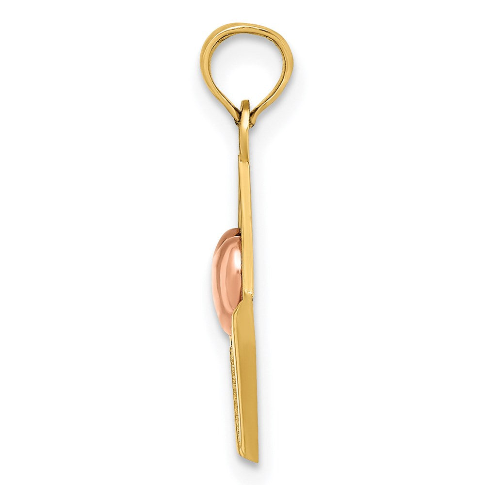 14K Bicolor Gold Roségold und Gelbgold 3-D XOXO Umschlag Herz-Charm