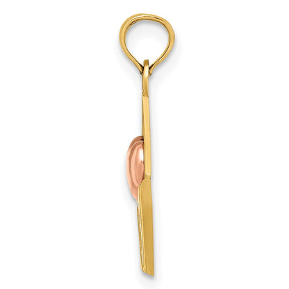 14K Bicolor Gold Roségold und Gelbgold 3-D XOXO Umschlag Herz-Charm