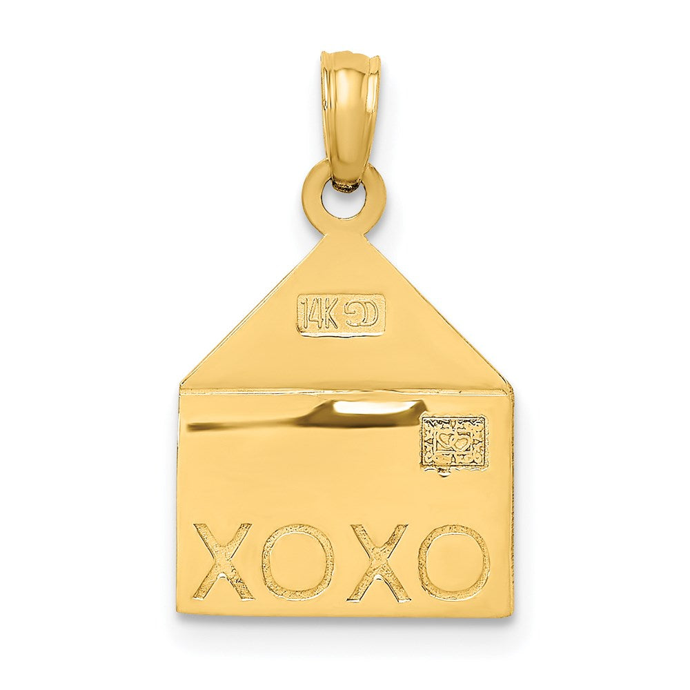 14K Bicolor Gold Roségold und Gelbgold 3-D XOXO Umschlag Herz-Charm