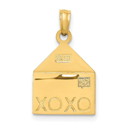 14K Bicolor Gold Roségold und Gelbgold 3-D XOXO Umschlag Herz-Charm