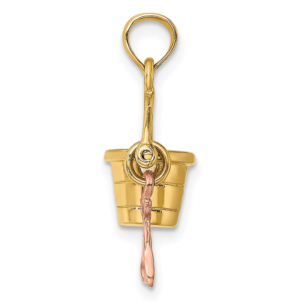 14K Bicolor Gold (Rosé- und Gelbgold) 3-D Strandeimer-und-Schaufel-Charm