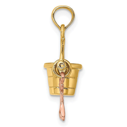 14K Bicolor Gold (Rosé- und Gelbgold) 3-D Strandeimer-und-Schaufel-Charm