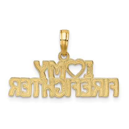 14K Gelbgold "I LOVE MY FIREFIGHTER" Charm