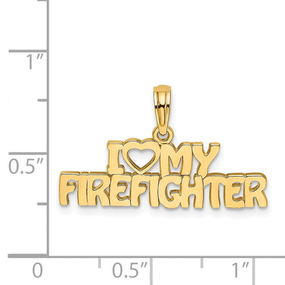 14K Gelbgold "I LOVE MY FIREFIGHTER" Charm