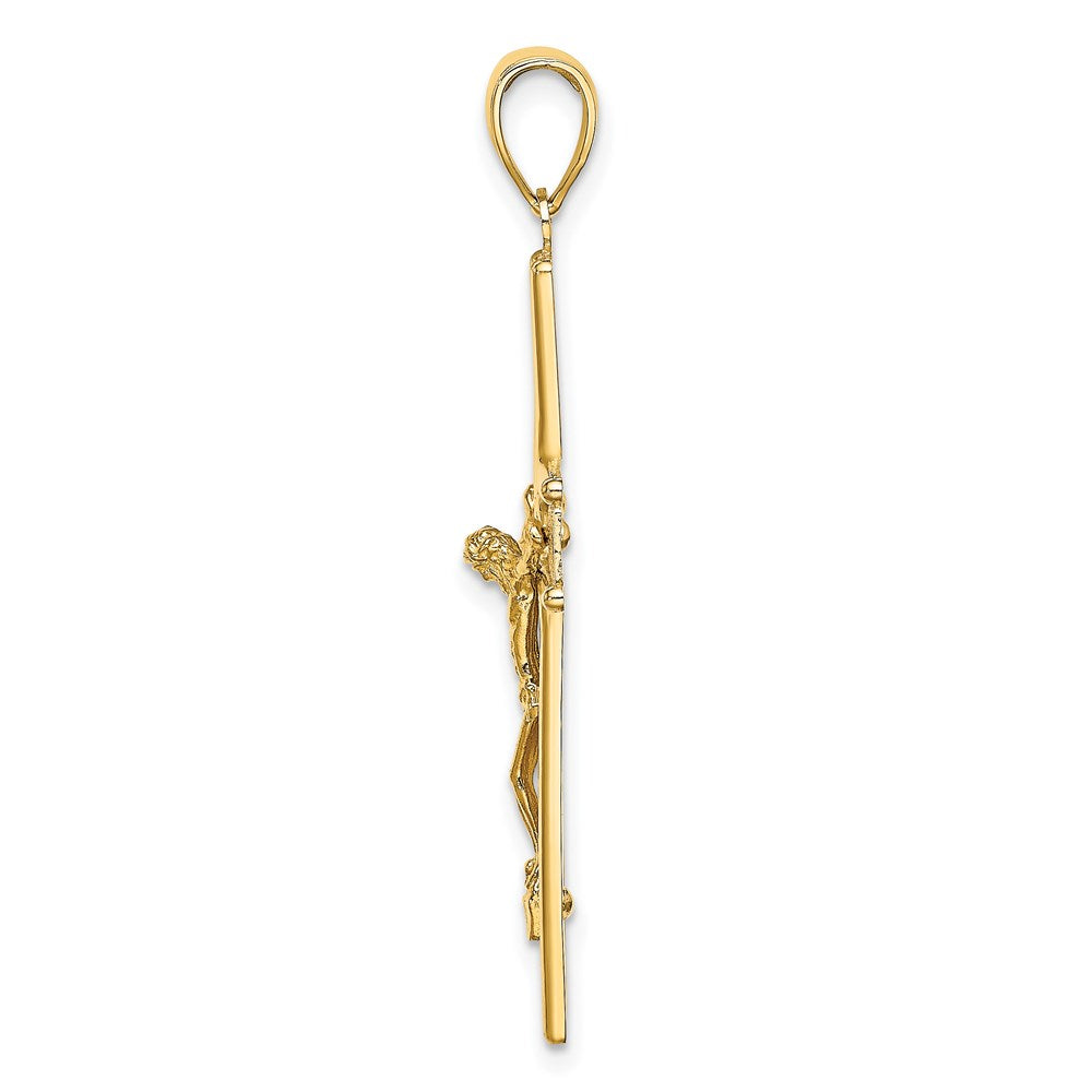 14K Gelbgold Kruzifix-Charm mit satinierter Oberfläche