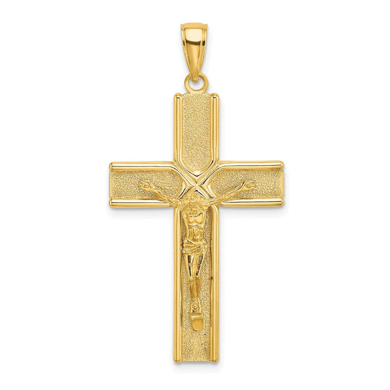 14K Gelbgold Kruzifix-Charm mit satinierter Oberfläche