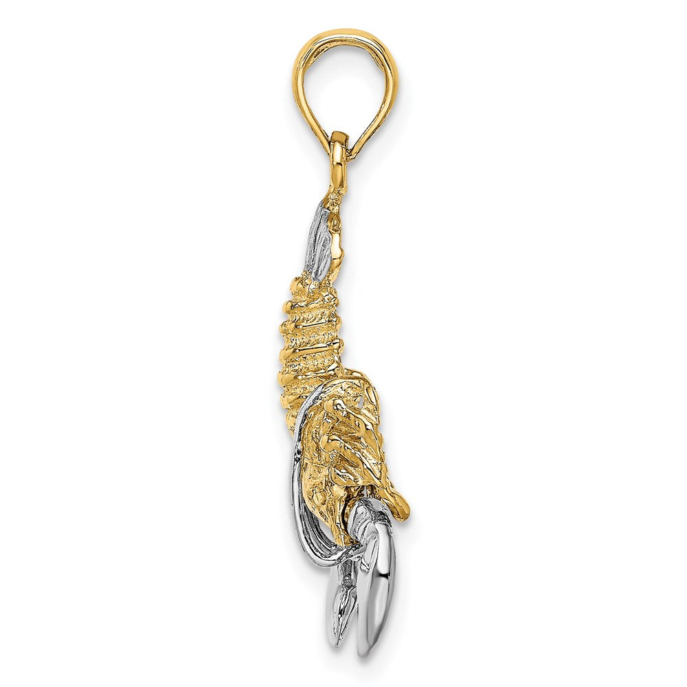 14K Gelb- und Rhodiumgold mit Weißrhodium beweglicher Hummer-Charm