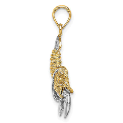 14K Gelb- und Rhodiumgold mit Weißrhodium beweglicher Hummer-Charm