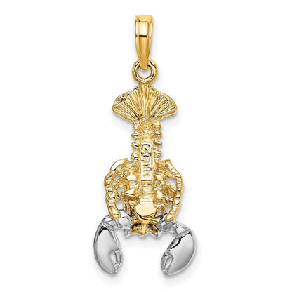 14K Gelb- und Rhodiumgold mit Weißrhodium beweglicher Hummer-Charm