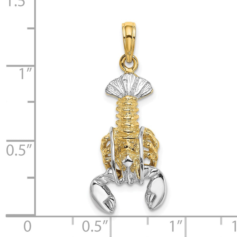 14K Gelb- und Rhodiumgold mit Weißrhodium beweglicher Hummer-Charm