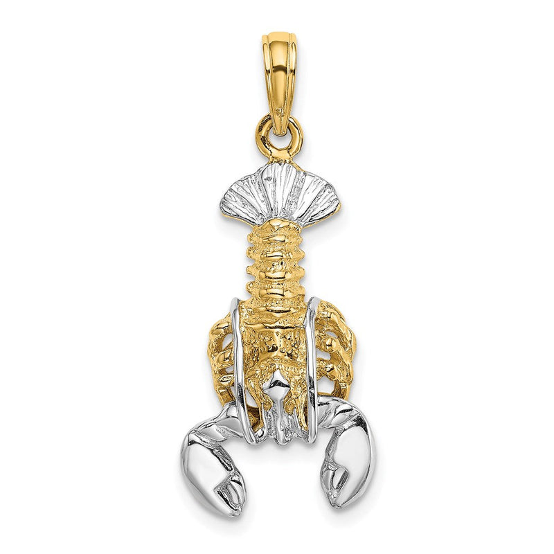 14K Gelb- und Rhodiumgold mit Weißrhodium beweglicher Hummer-Charm