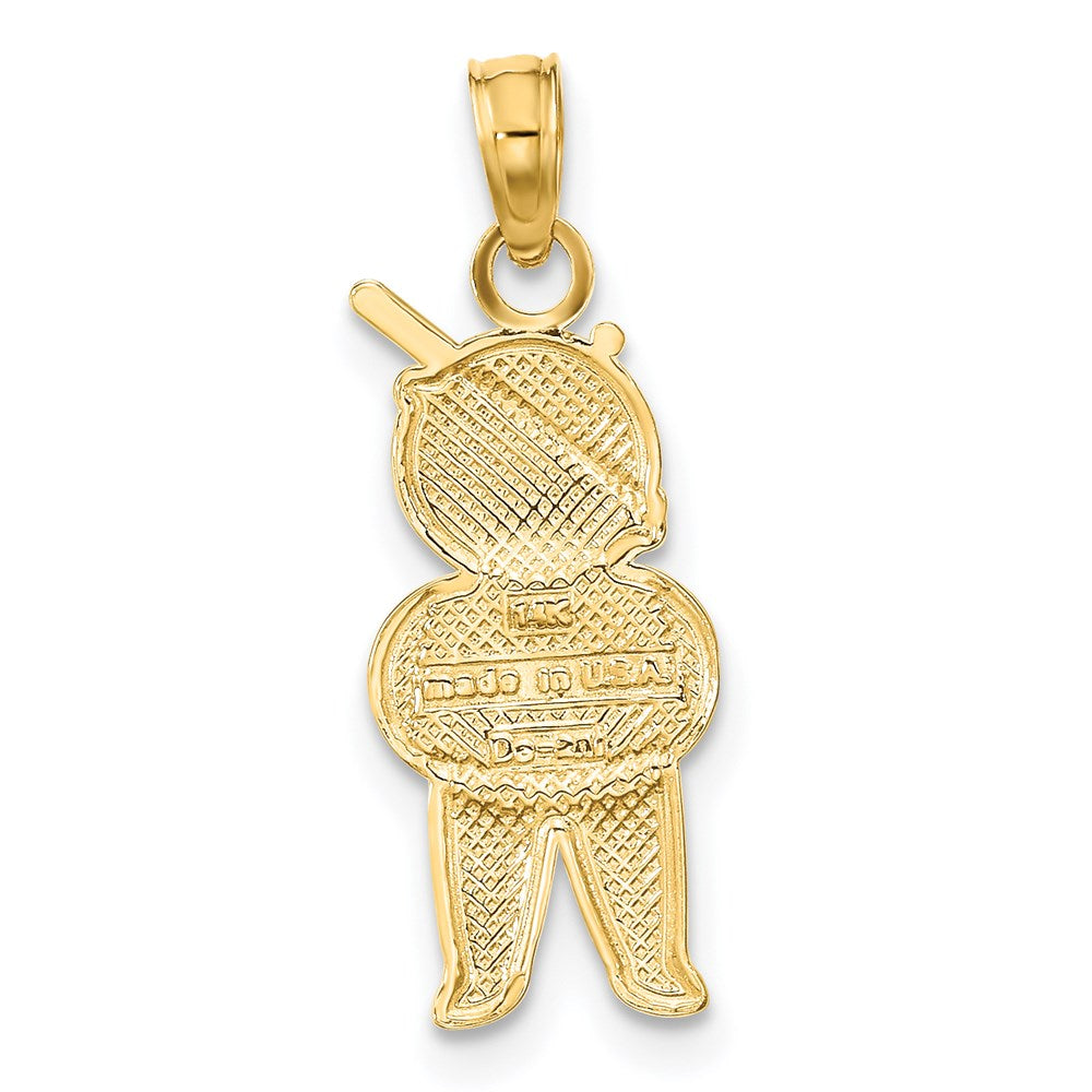 14K Gelb & Rhodium Strukturiert mit Rhodium Junge Charm
