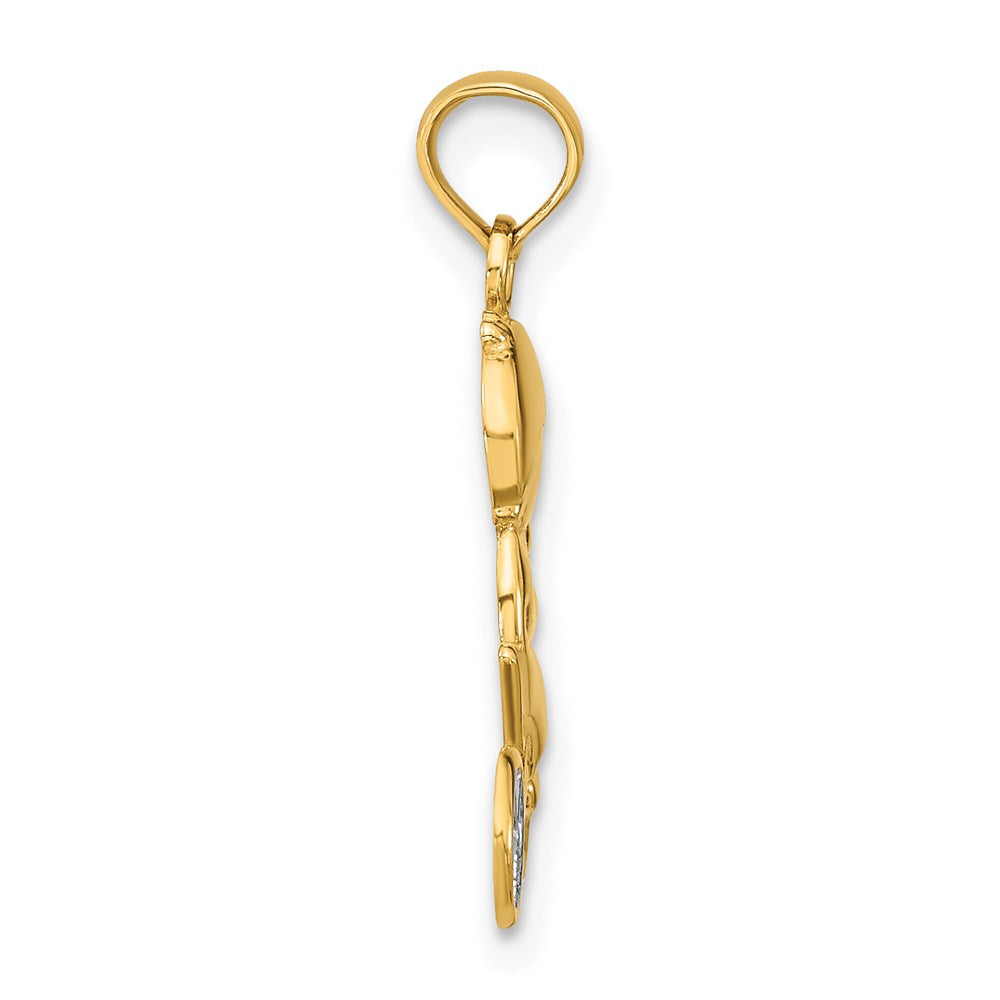 14K Gelb & Rhodium mit Rhodium Little Junge auf Bicycle Charm