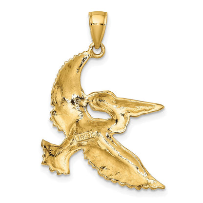 14K Gelbgold mit Weißrhodium, Rhodium-Fliegender-Pelikan-Charm