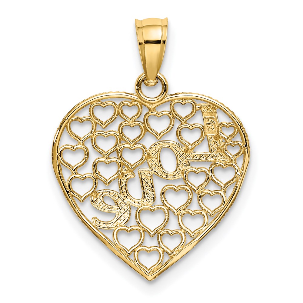 14K Gelb & Rhodium Liebe mit Rhodium Herz Charm