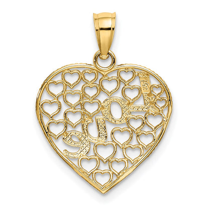 14K Gelb & Rhodium Liebe mit Rhodium Herz Charm