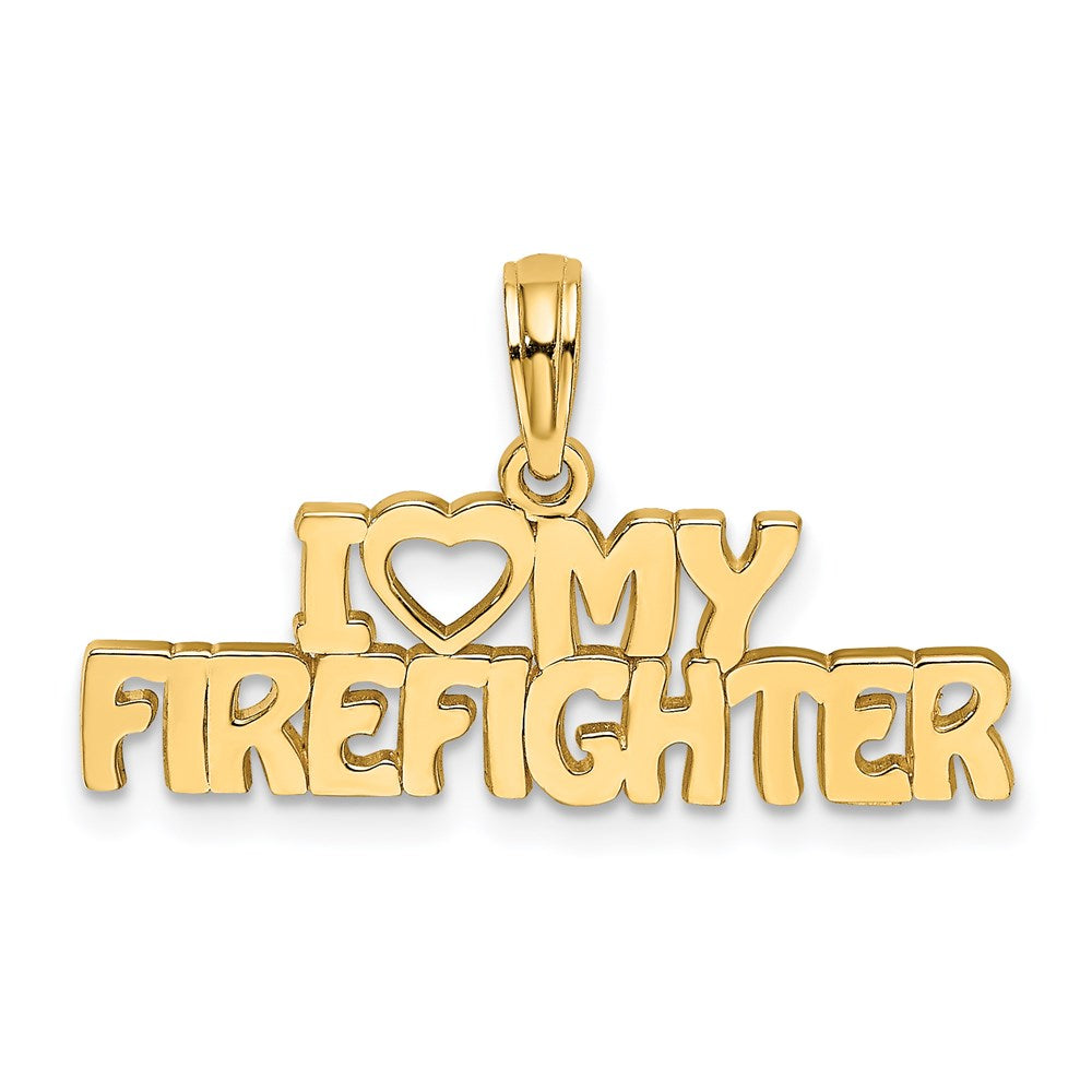 14K Gelbgold "I LOVE MY FIREFIGHTER" Charm