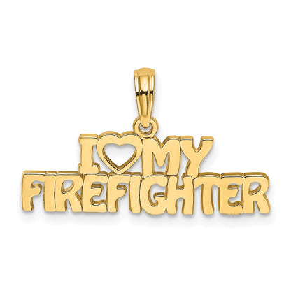 14K Gelbgold "I LOVE MY FIREFIGHTER" Charm
