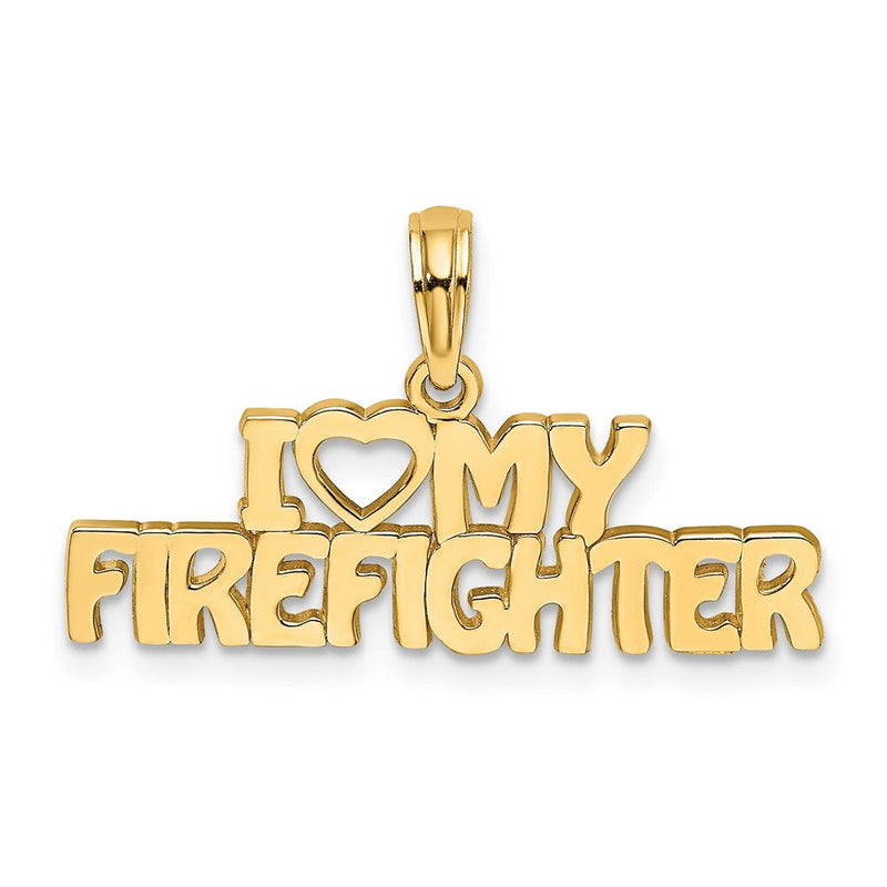 14K Gelbgold "I LOVE MY FIREFIGHTER" Charm