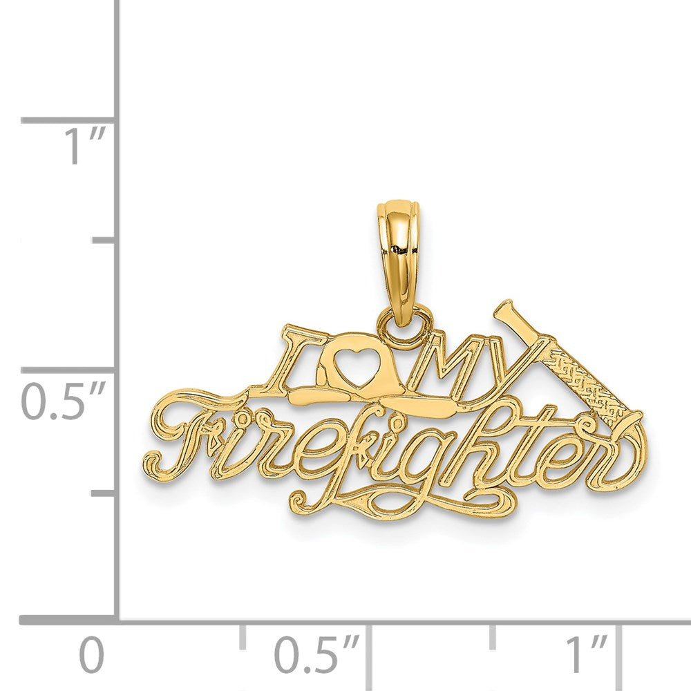 14K Gelbgold I Liebe My Firefighter Charm