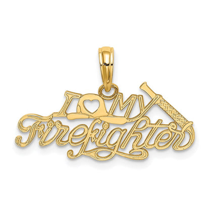 14K Gelbgold I Liebe My Firefighter Charm