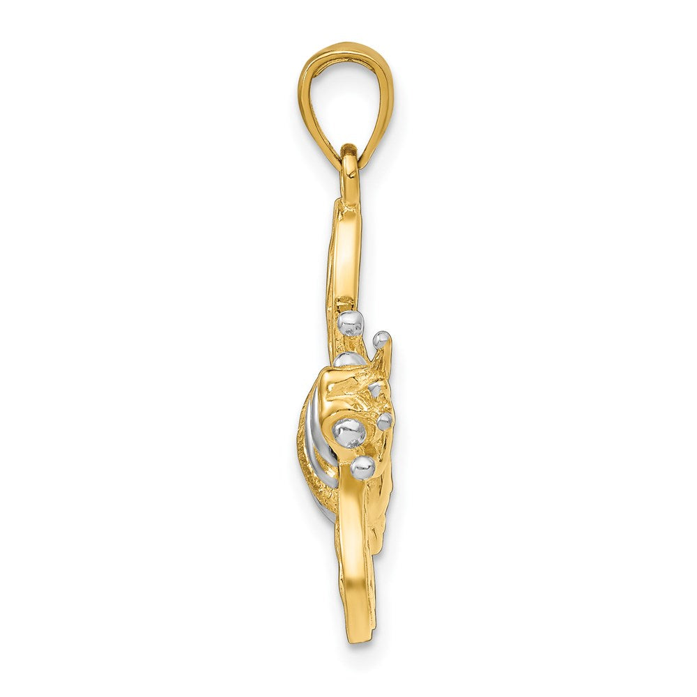 14K Gelb- und Rhodiumgold 3-D-Hummel-Charm mit Weißrhodium