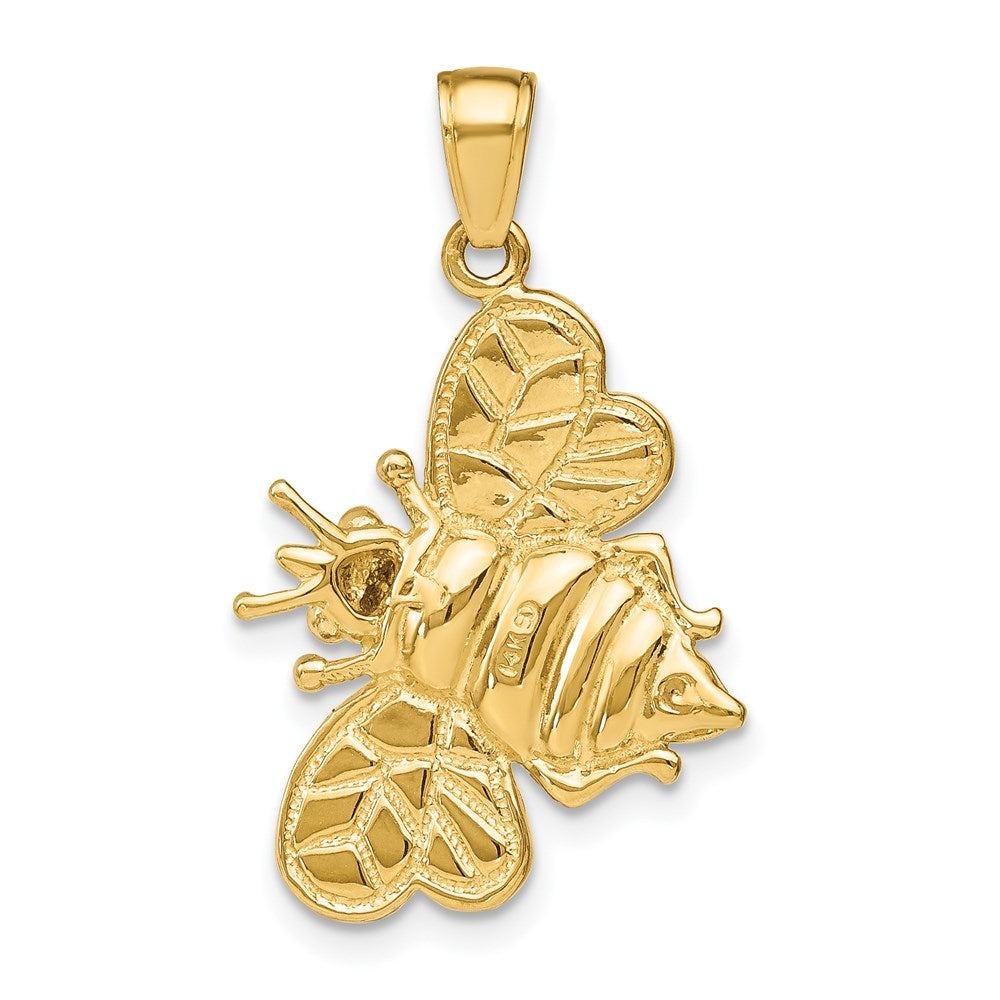 14K Gelb- und Rhodiumgold 3-D-Hummel-Charm mit Weißrhodium