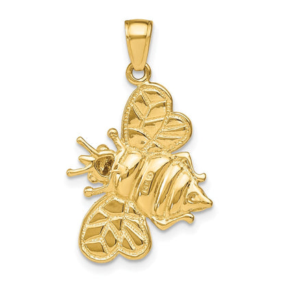 14K Gelb- und Rhodiumgold 3-D-Hummel-Charm mit Weißrhodium