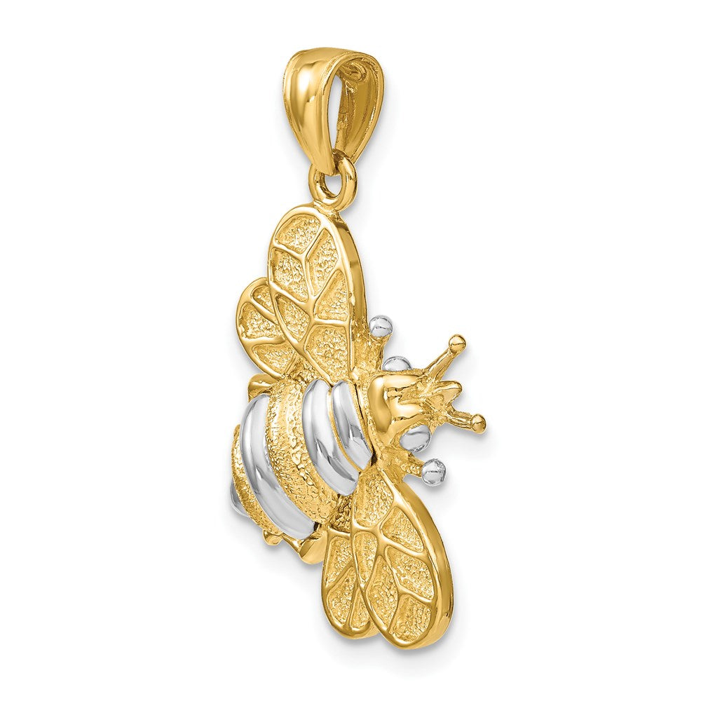 14K Gelb- und Rhodiumgold 3-D-Hummel-Charm mit Weißrhodium