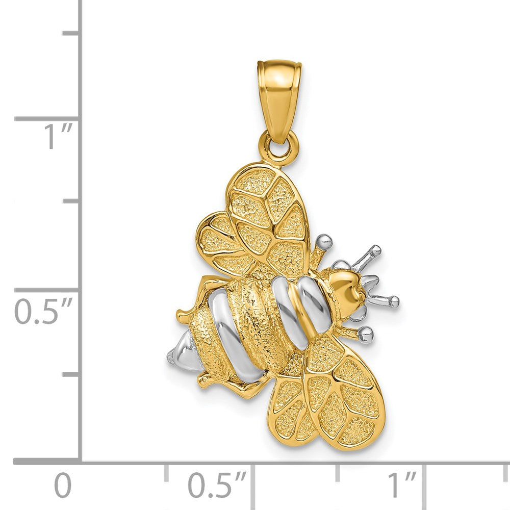 14K Gelb- und Rhodiumgold 3-D-Hummel-Charm mit Weißrhodium