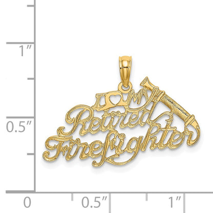 14K Gelbgold I Liebe My Retired Firefighter Charm