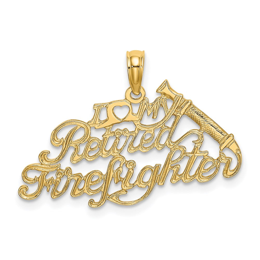 14K Gelbgold I Liebe My Retired Firefighter Charm